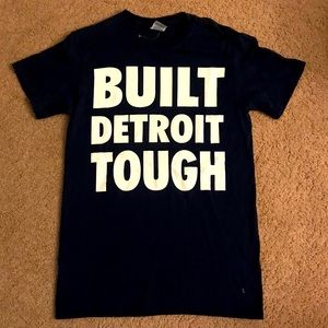 “Built Detroit Tough” NWOT navy unisex t-shirt, S